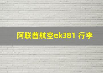 阿联酋航空ek381 行李